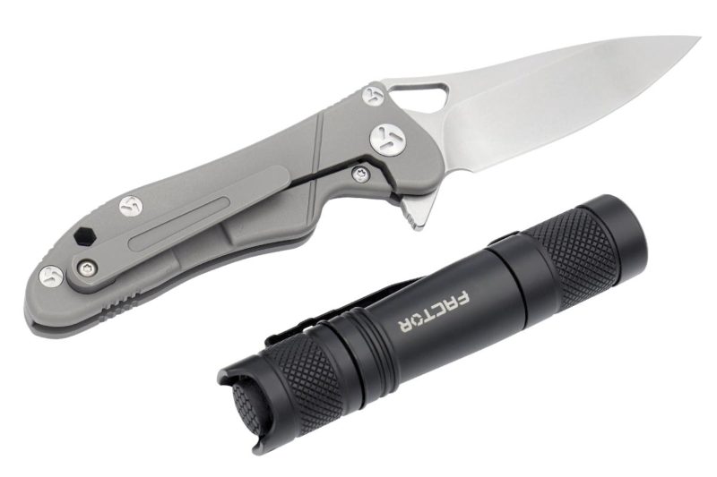 factor absolute compact titanium knife mizpah flashlight back clip